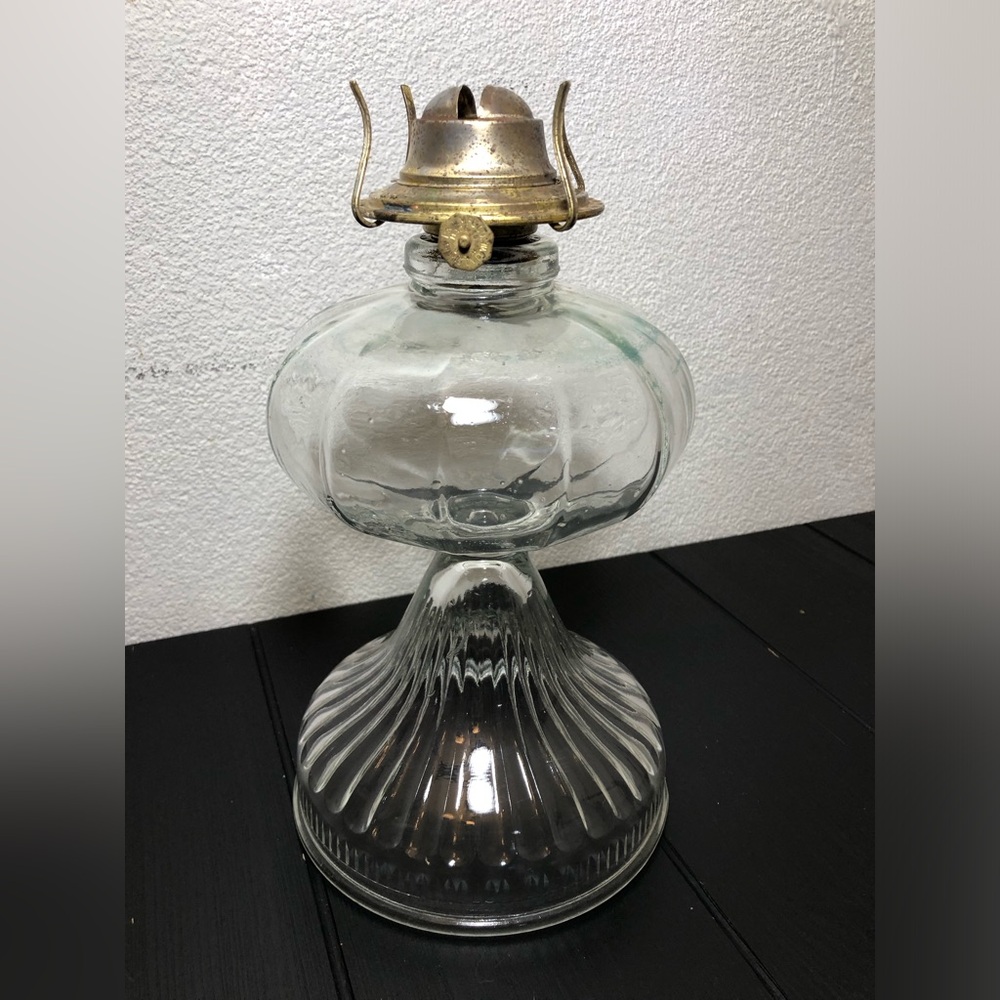 Clear Glass Oil Lamp with Brass Burner - Home Accents